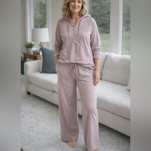 Soft Surroundings Mauve Lounge Set Hoodie Top M Pants S Relaxed Comfy